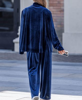 Women's Velvet Pleated Matching Set