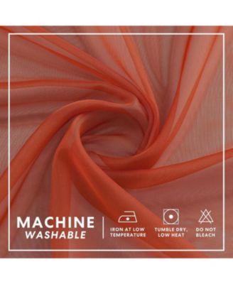 2 Piece Halloween Spooky Harvest Themed Pumpkin Spice Colored Rod Pocket Sheer Voile Window Curtain Panels - 84 in. Long