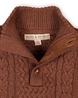Little and Big Boys' Organic Mock Neck Cable Sweater