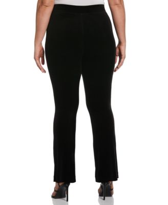 Plus Size High Waist Velvet Pull On Boot Cut Pants