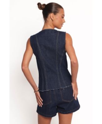 Women's Nylah Pleated Denim Short - Mid Denim