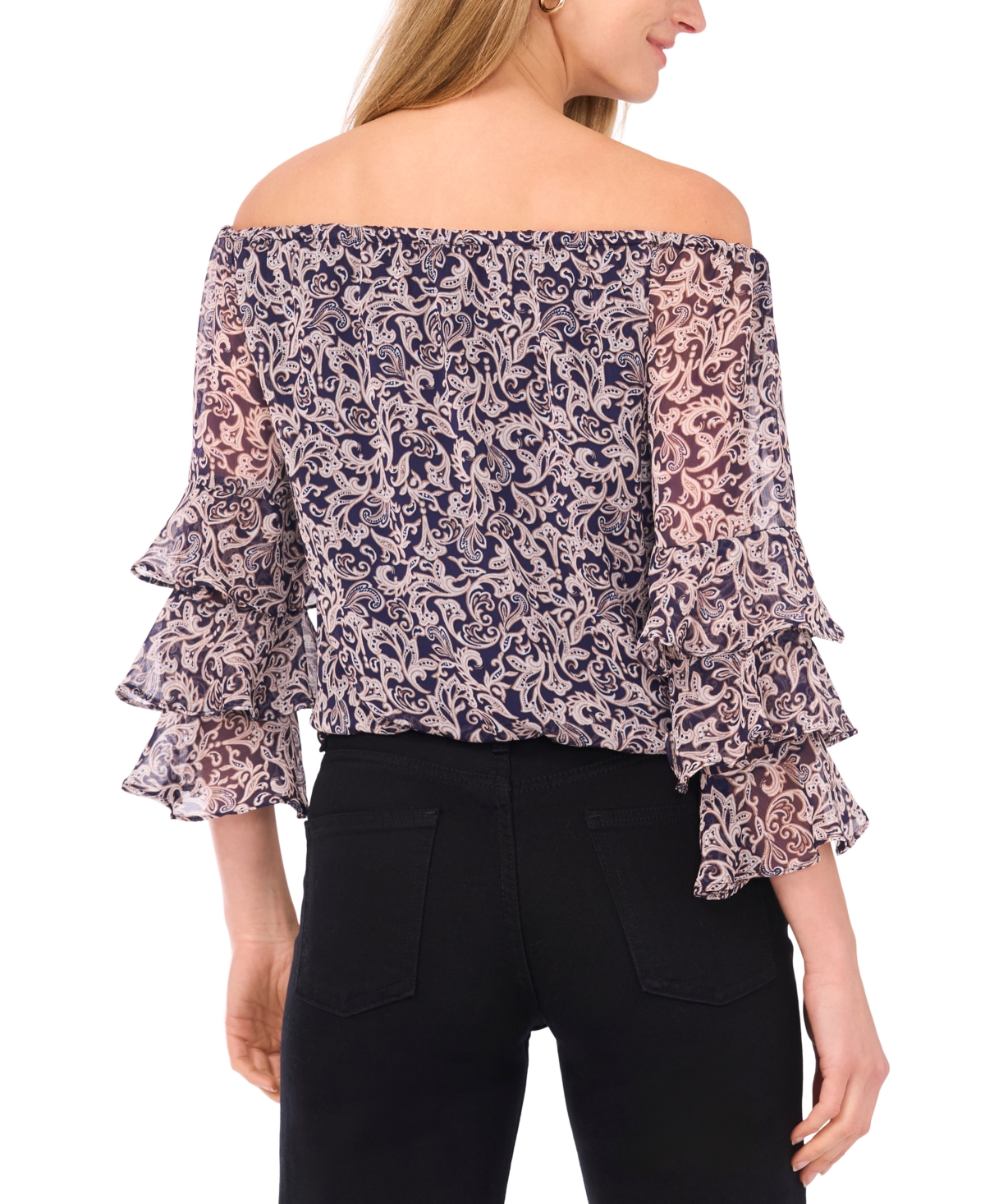 Sam & Jess Petite Off-the-shoulder Ruffle Top In Blue