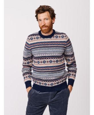 Men's Fair Isle Crew Neck Wool Sweater