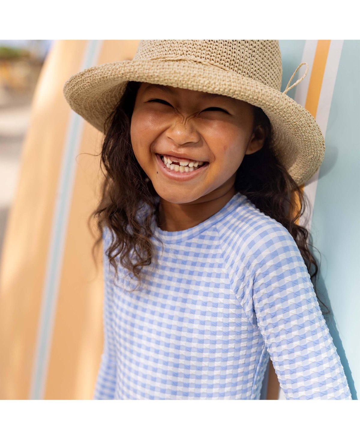 Snapper Rock Little Girls Seaside Gingham Leg Frill Surf Suit