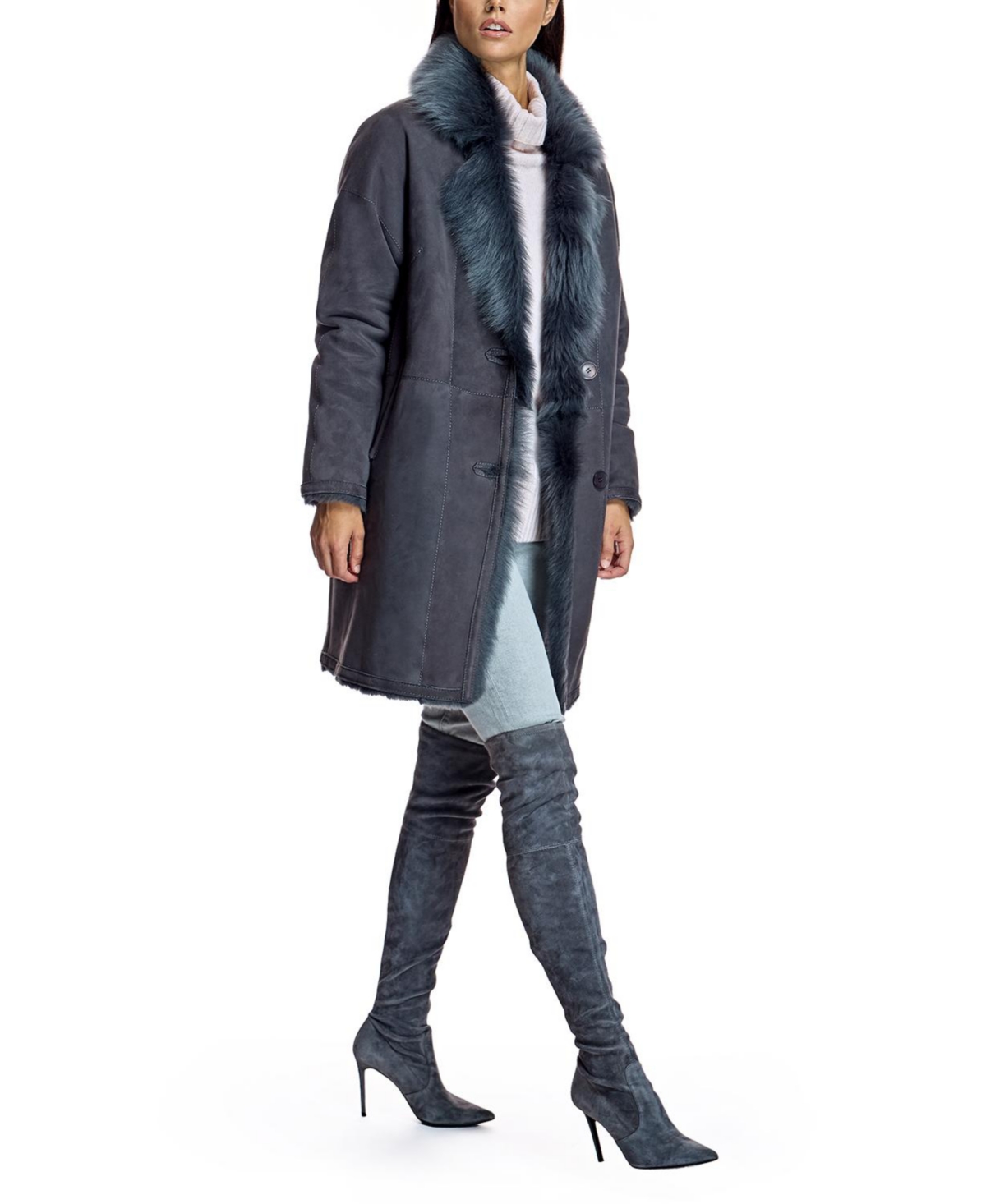 Julia & Stella by Maximilian Women's Reversible Shearling Coat