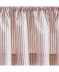 Plaza Classic Ticking Stripe Printed on Natural Ground 1.5" Rod Pocket Tailored Valance 58" x 15" Brick