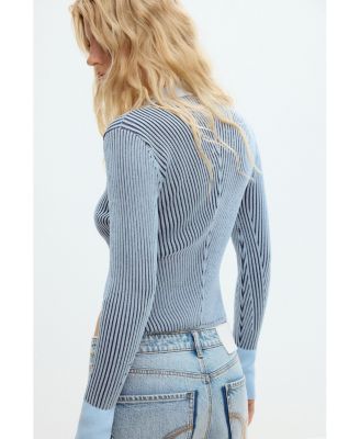 Women's Striped button sweater