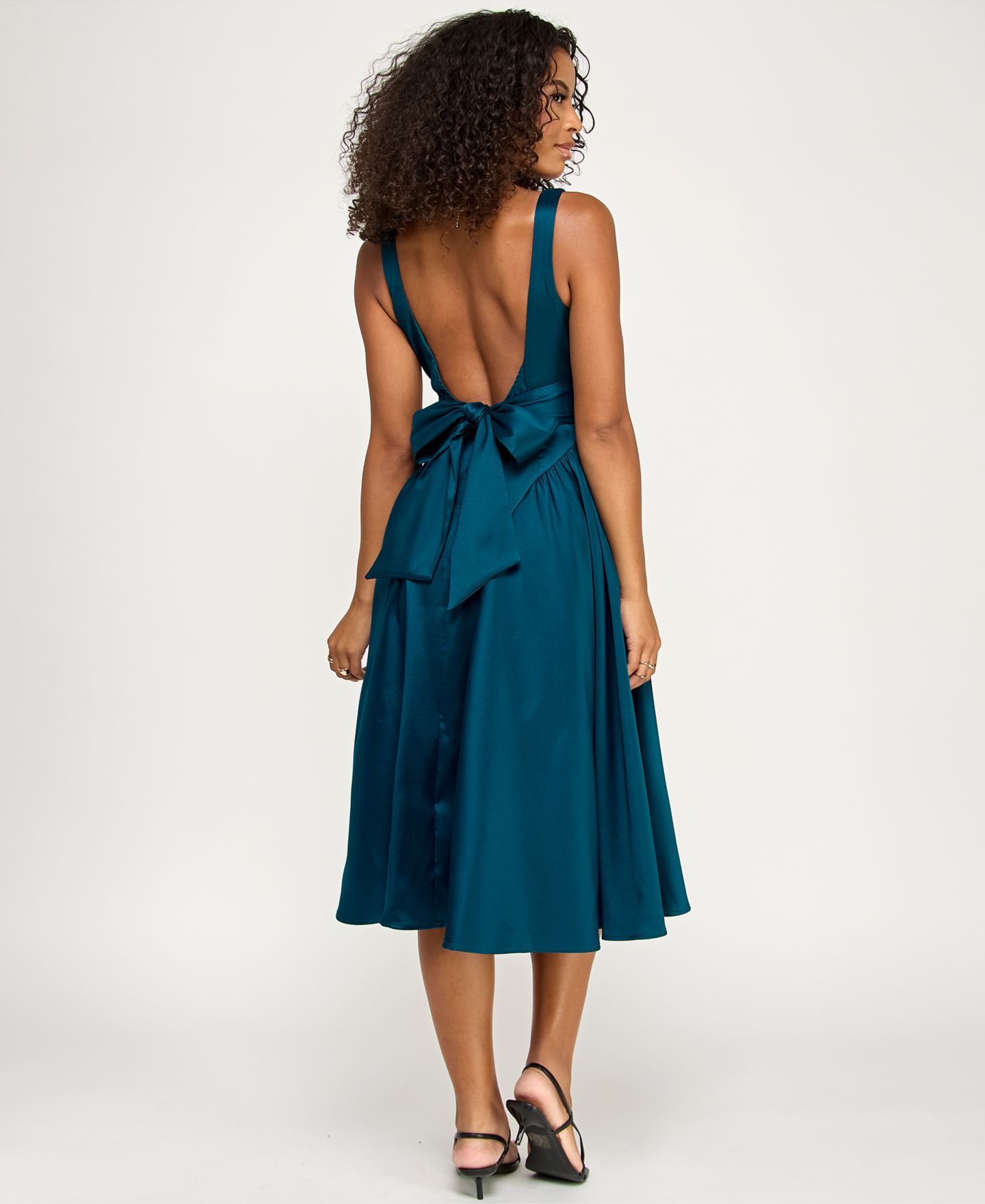 Женское платье KATIA RAE Tank Midi Dress with Full Skirt and Tie Back, цвет: Бирюзовый — фото 3