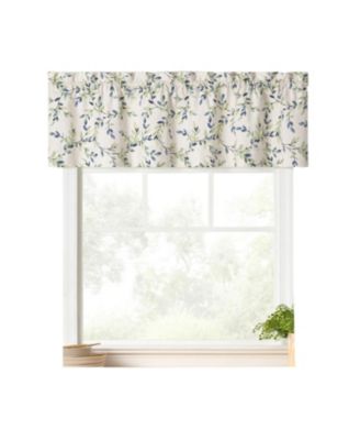 Ellis Vintage Stylish Medium Scale Printed Vine Pattern 1.5" Rod Pocket Tailored Valance 58"x15" Azure