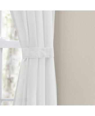 Cotton Voile 1.5" Rod Packet Tailored Curtain Panel Pair for Windows 80" x 63" White