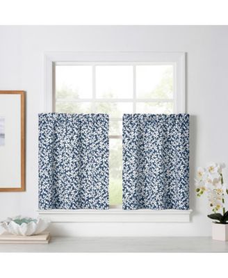 Sea Tumble Window Treatment 1.5" Rod Pocket 100% Cotton Curtain Tiers 50" x 24" Navy