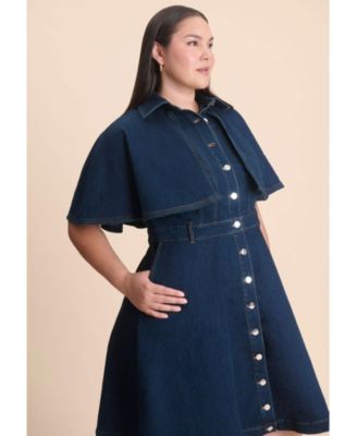 Women's Denim Cape Detail Dress