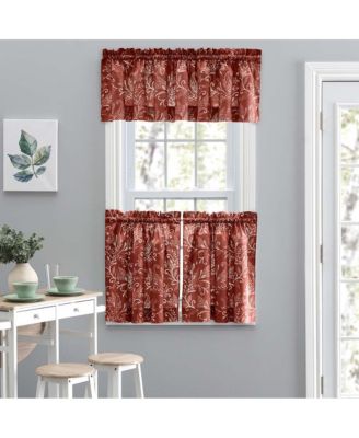 Lexington Leaf Pattern on Colored Ground Curtain Tiers 56"x36" Brick