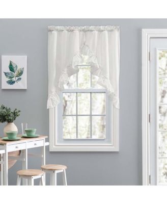 Ellis Stacey 1.5" Rod Pocket High Quality Fabric Solid Color Window Ruffled Swag 60"x38" Ice Cream