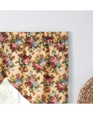 Ellis Bella Rose Stylish Medium Scale Printed Floral Pattern 1.5" Rod Pocket Tailored Swag 56"x36" Butter