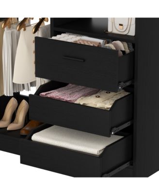 3FT Heavy Duty Closet System 3 Drawers, 2 Hanging Rods and Shelves 36'' Free Standing Closet Organizer