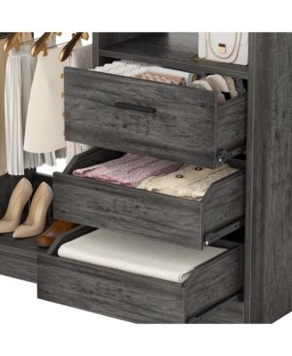3FT Heavy Duty Closet System 3 Drawers, 2 Hanging Rods and Shelves 36'' Free Standing Closet Organizer