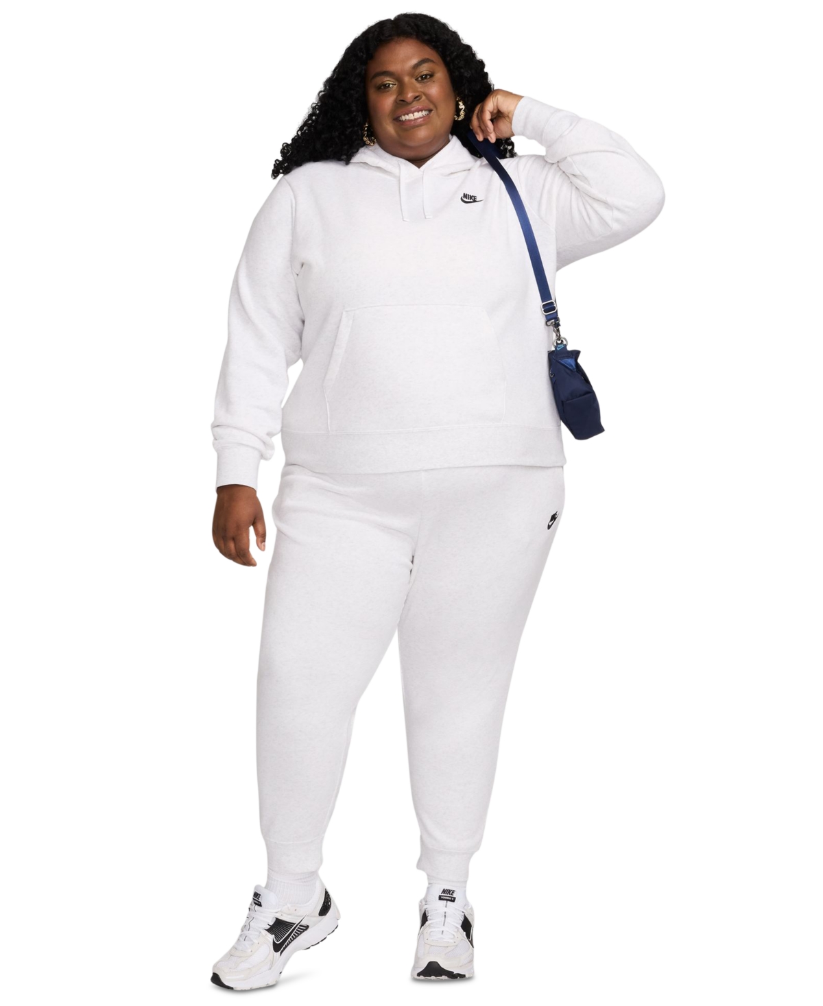 Nike Plus Size Active Sportswear Club Hooded Fleece Sweatshirt In White