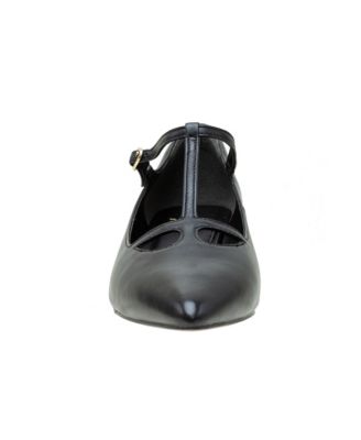 CELIA Women's Pointed toe T-Strap Kitten Heel Pump