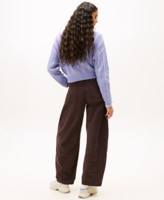 Women's Boxy Flag Cable Long-Sleeve Sweater