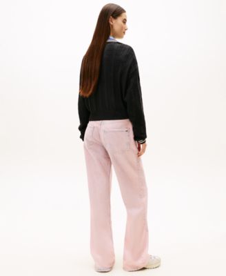 Women's Boxy Flag Cable Long-Sleeve Sweater