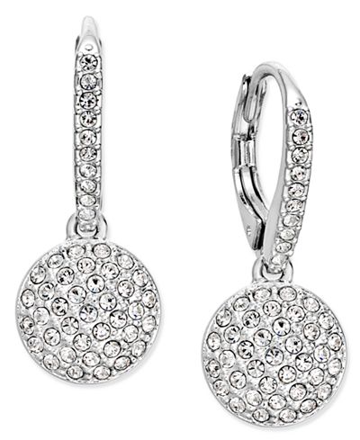 Danori Silver-Tone Pavé Dome Drop Earrings, Only at Macy's
