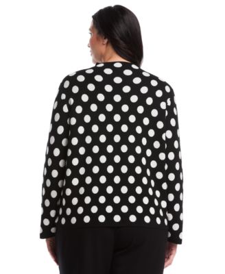 Women's Plus Size Dot Print Mock Neck Long Sleeve Sweater