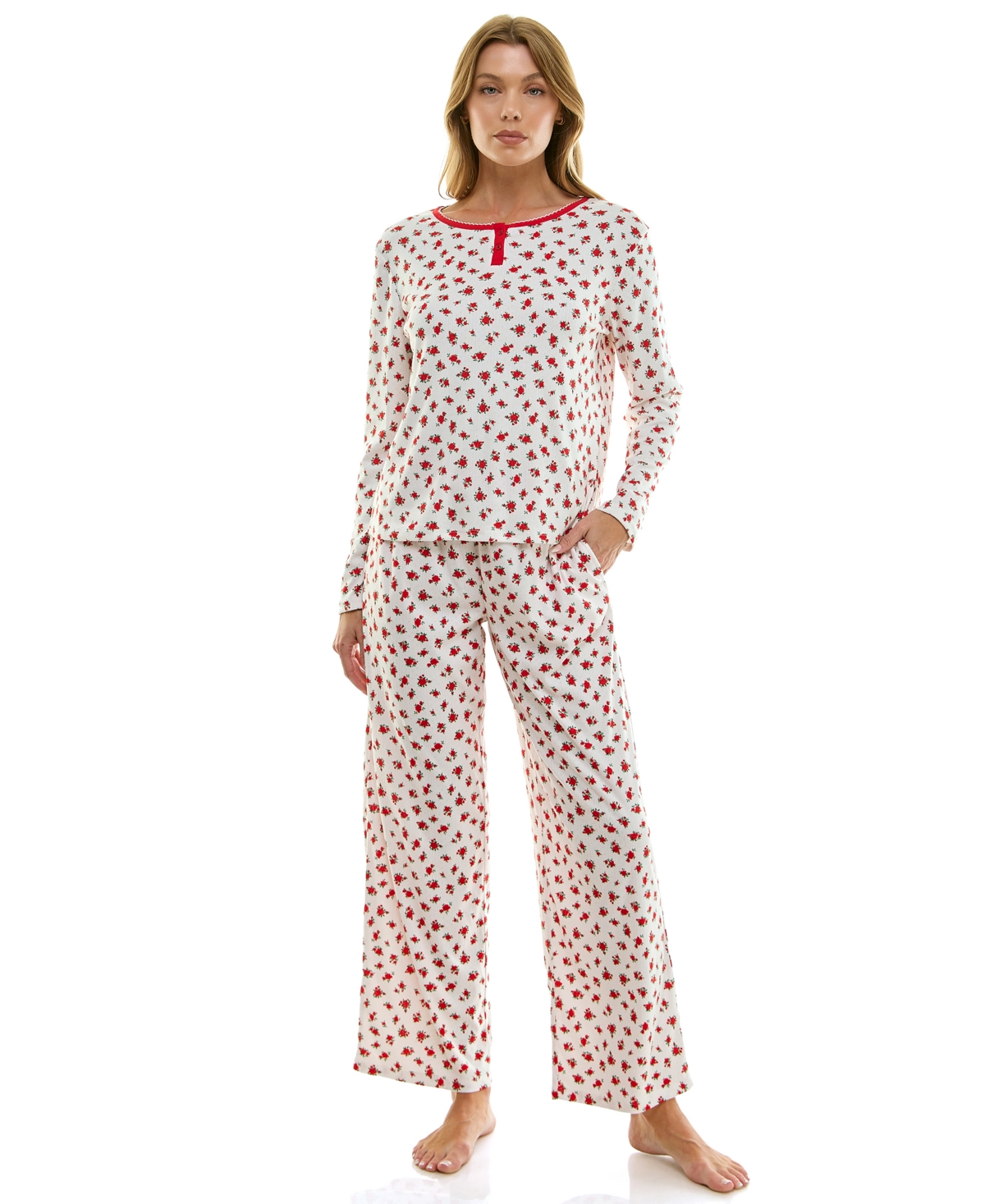 Roudelain Women's 2-Piece Printed Long-Sleeve Top and Pants Set