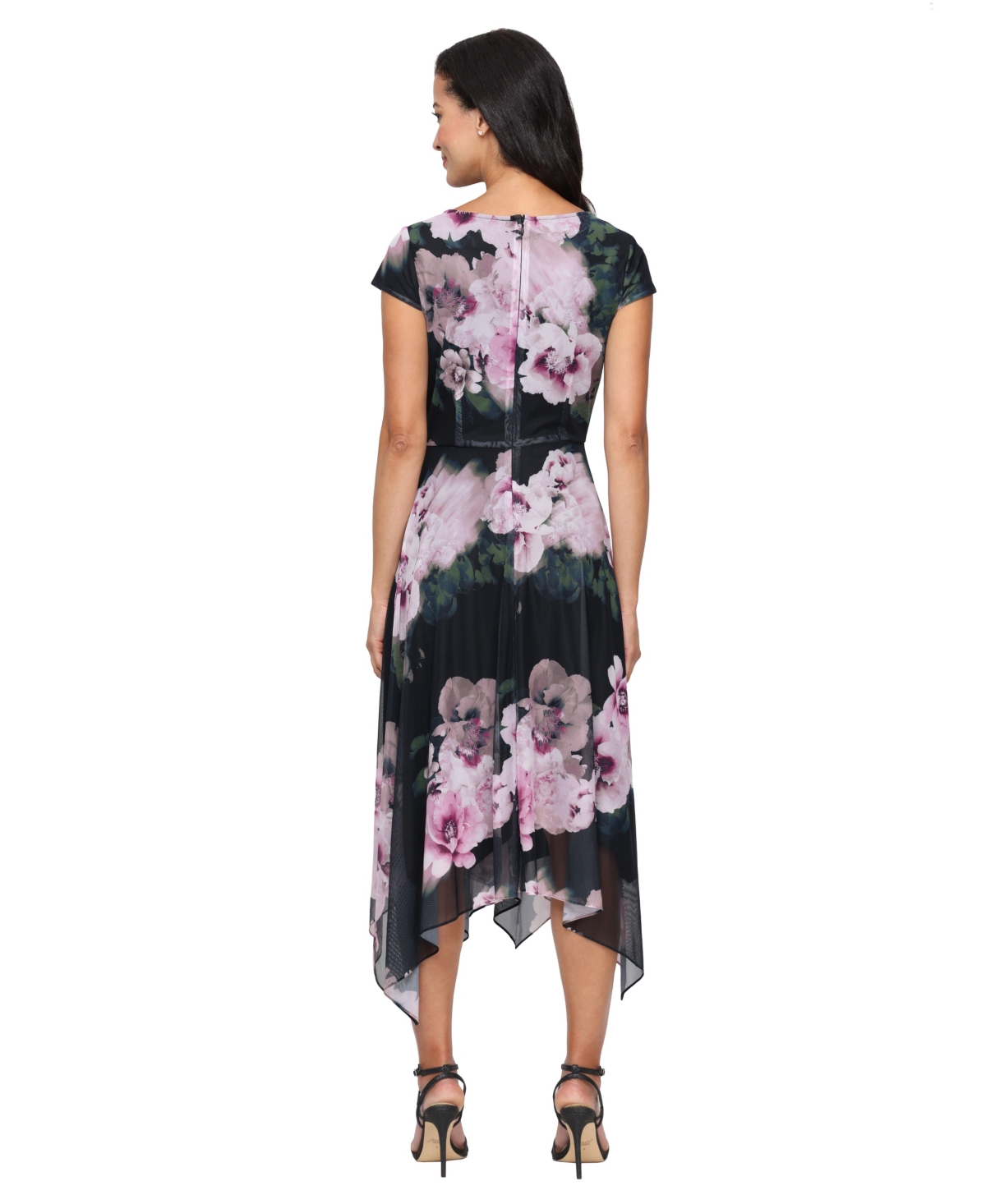 Sl Fashions Women's Mesh Floral Dress