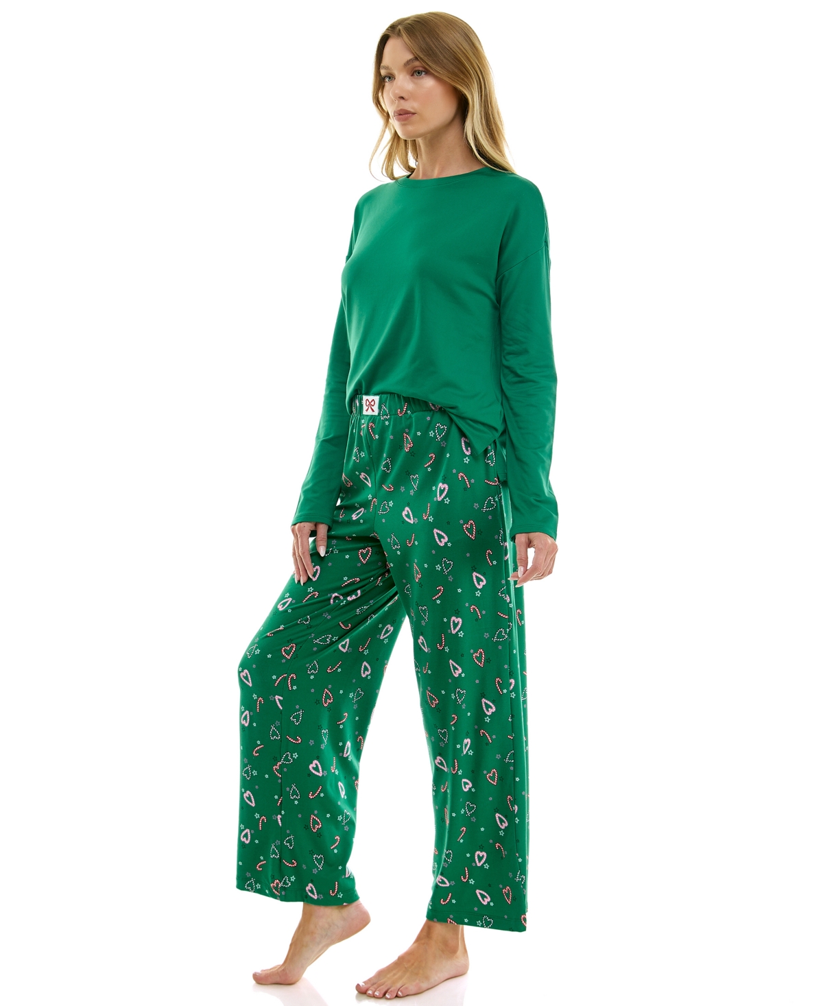 Roudelain Women's Printed Open Leg Velour Pants In Green