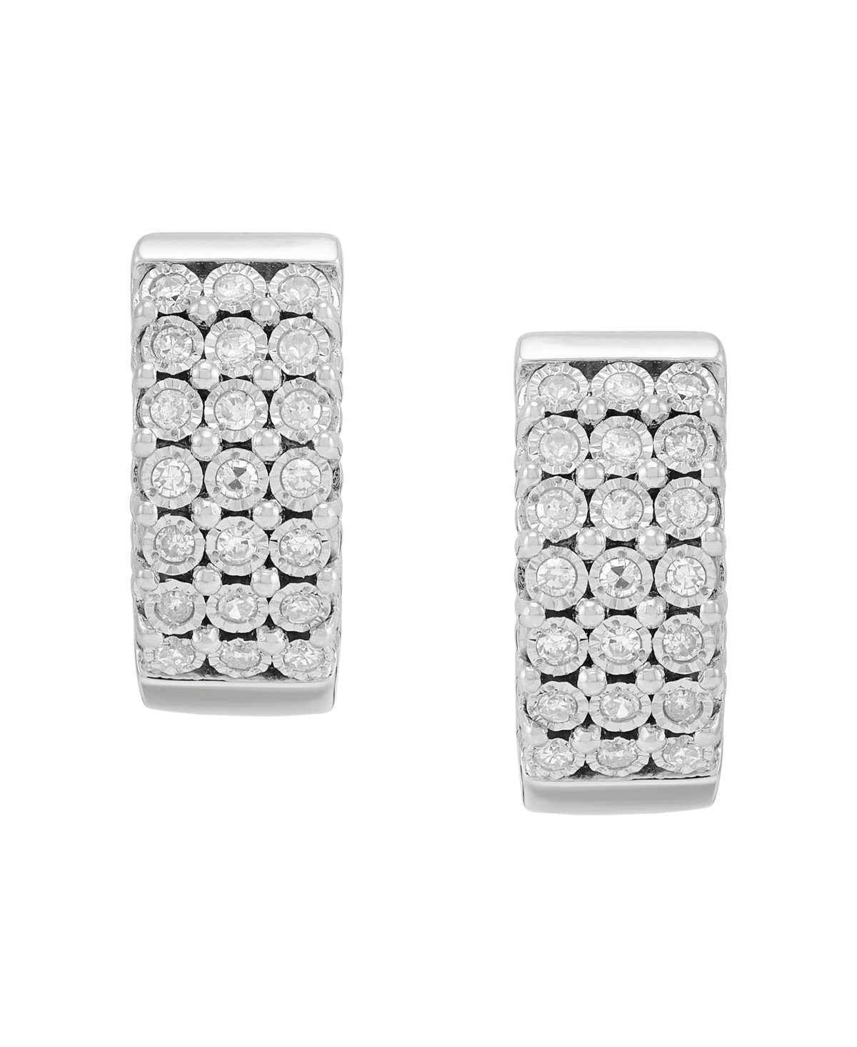 Macy's Diamond Hoop Earrings (1/4 Ct. T.w.) In Sterling Silver In Metallic