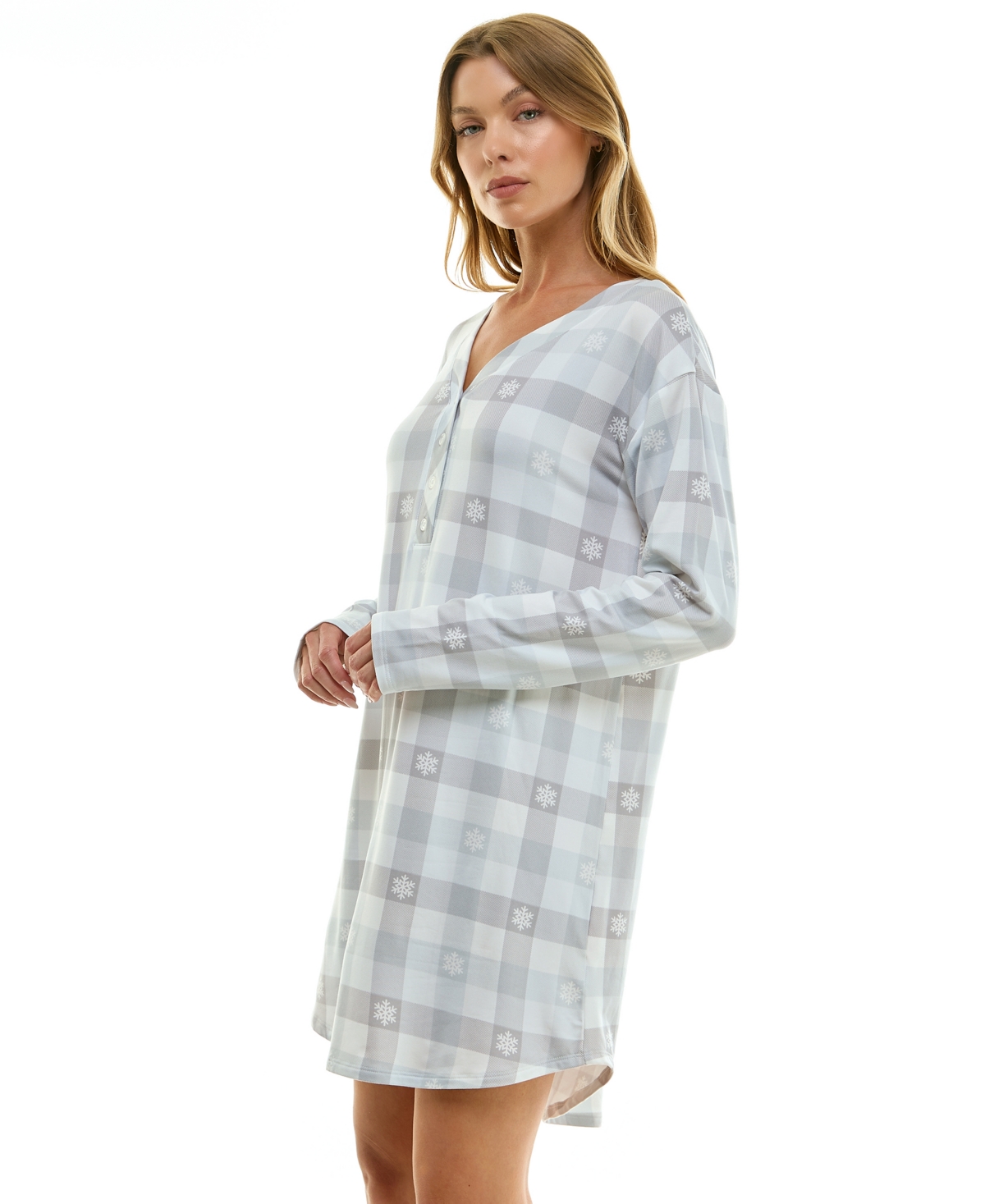 Roudelain Women's Printed Long-Sleeve V-Neck Sleepshirt