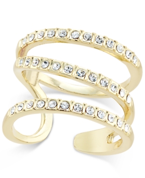 image of Inc Gold-Tone Triple Band Pave Statement Ring, Created for Macy-s
