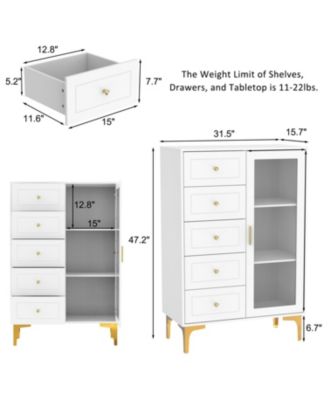 Solid Wood 4-Drawer 4-Door Storage Cabinet, Bedroom Dresser, Chest