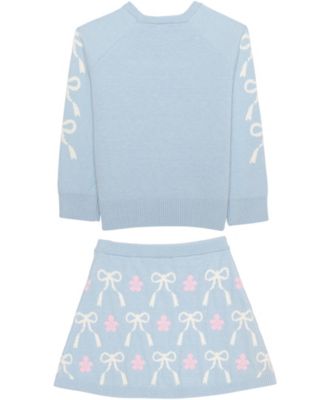 Girls' 2T-6X Stitch Long-Sleeve Top and Skirt, 2-Piece Set