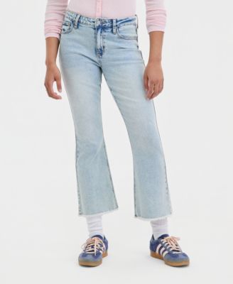 Juniors' Mid-Rise Cropped Kick-Flare Jeans