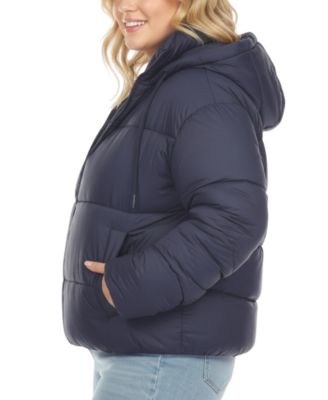 Plus Size Quilted Puffer Crop Jacket with Hood
