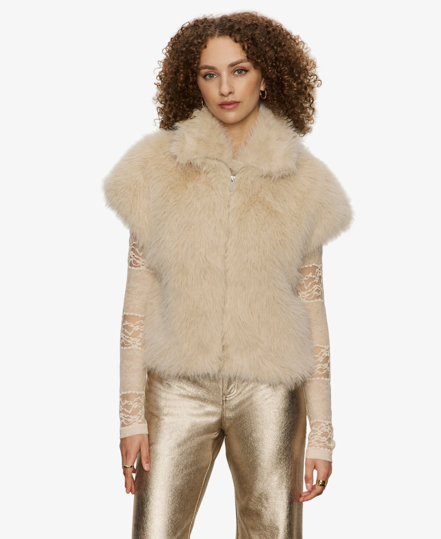 Женская куртка Sanctuary Long-Sleeve Vest, цвет: Миндальный кремовый — фото 3