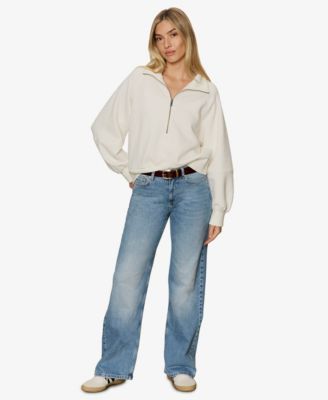 Women's Textured Zip-Up Popover Top