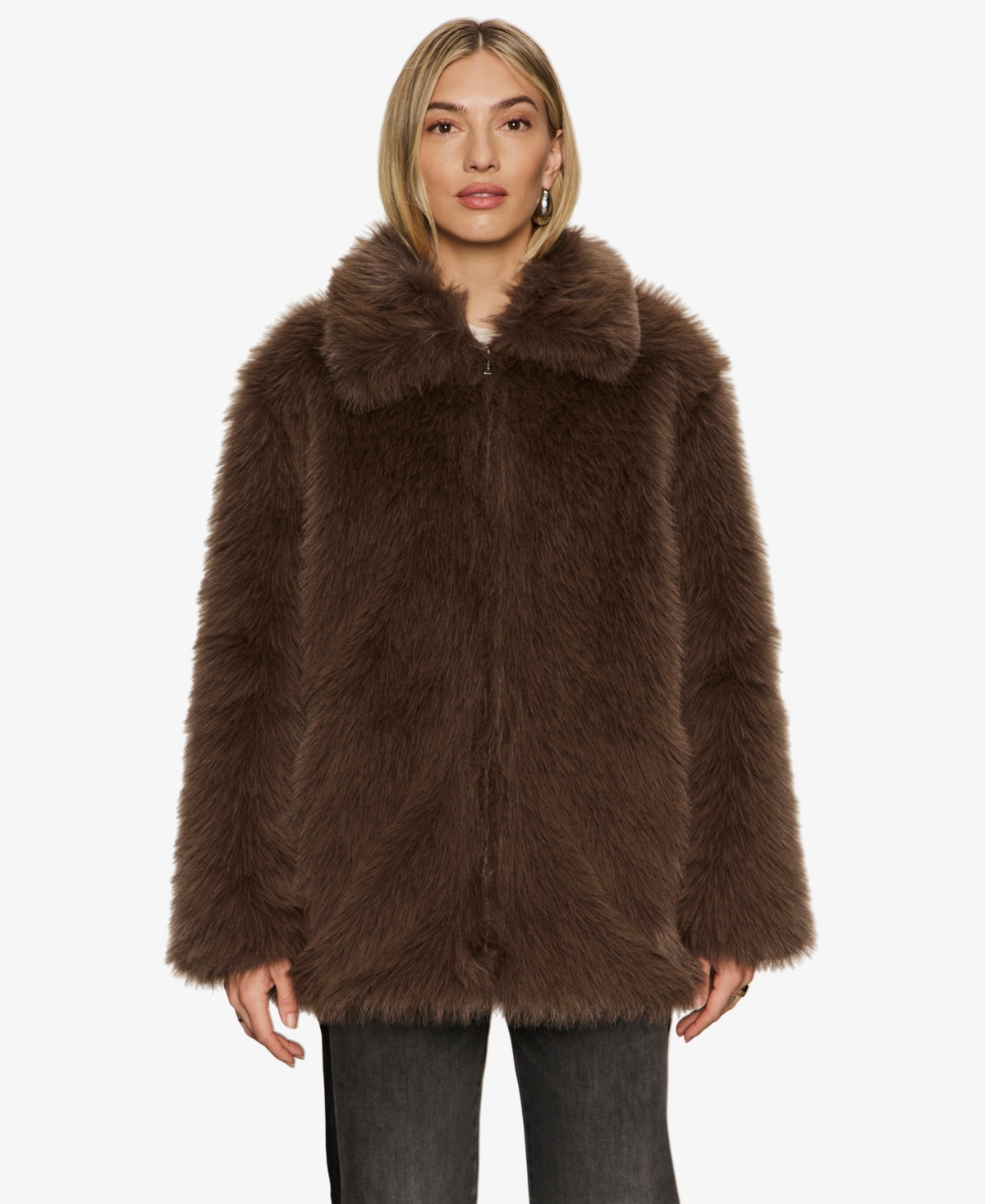 Sanctuary Women's Carmen Faux-fur Spread-collar Coat In Brown