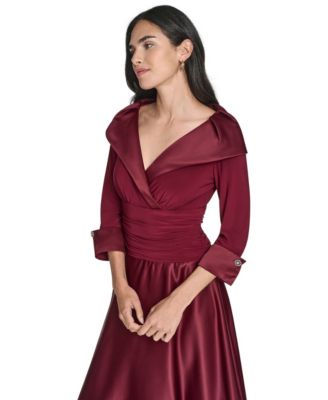 Women's 3/4-Rhinestone V-Neck Cuff Sleeve Dress