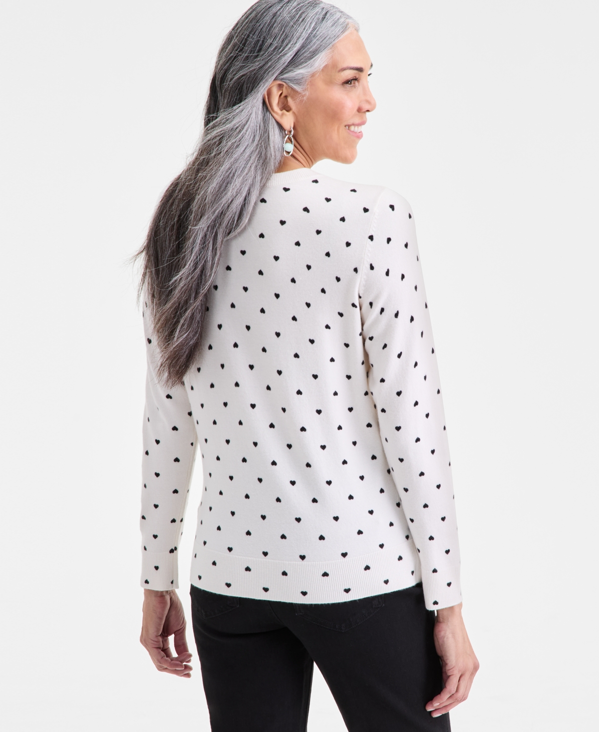 Style & Co Petite Printed Crewneck Pull-On Sweater, Macy's Exclusive