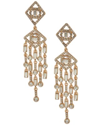 Glass Stone Mosaic Pave Linear Earrings