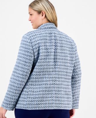 Plus Size Tweed Open-Front Blazer