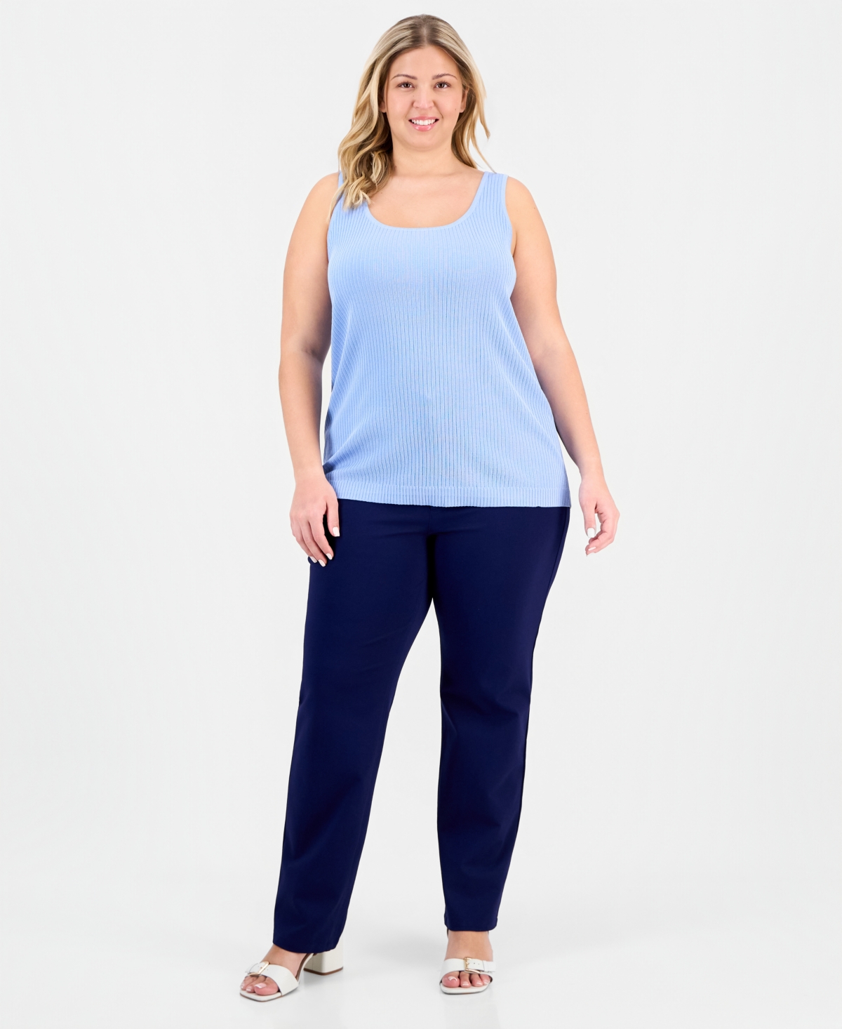 Jones New York Plus Sutton Rib-Knit Sweater Tank