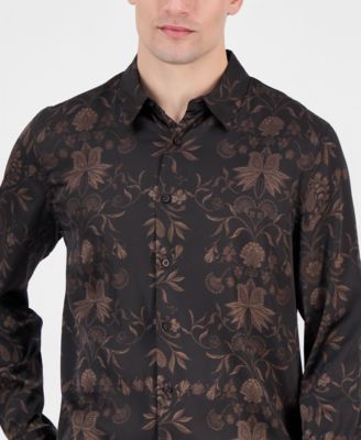 Men's Charm Heritage Scroll Long-Sleeve Button-Front Shirt