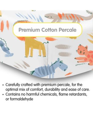 Cotton Percale Fitted Sheet, For 52" x 28"/132 x 71 cm Crib & Toddler Bed Mattress (2-Pack)