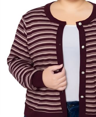 Women's Plus Size Long sleeve Ribbed Cardigan Sweater