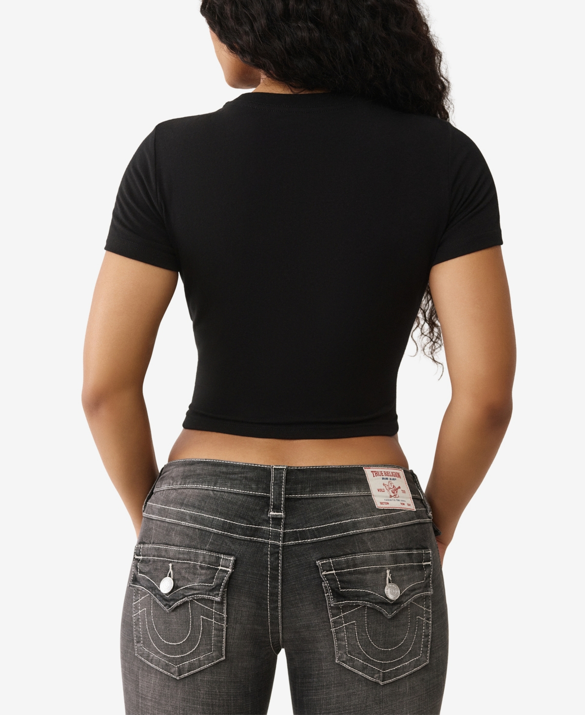 True Religion Women's Ss Crystal Wing Baby T-shirt In Black