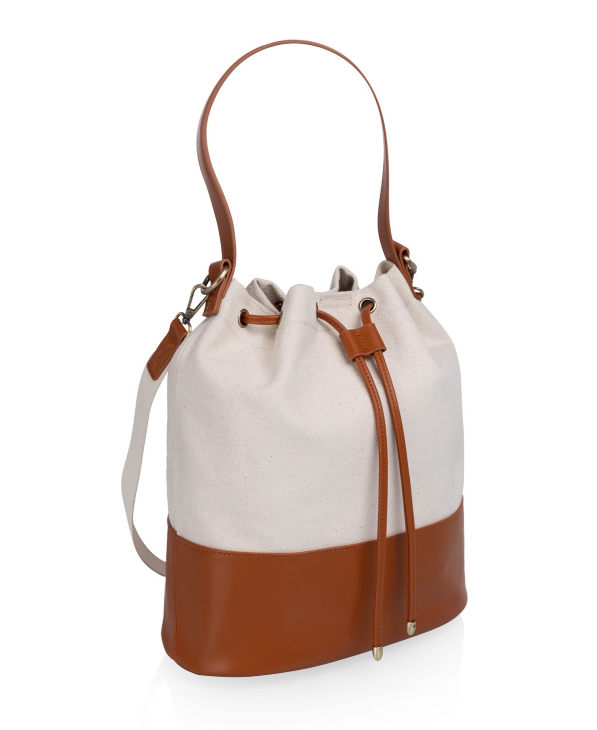 Picnic Time Sirolo Canvas And Leatherette 11.8" Bucket Tote Bag In Multi